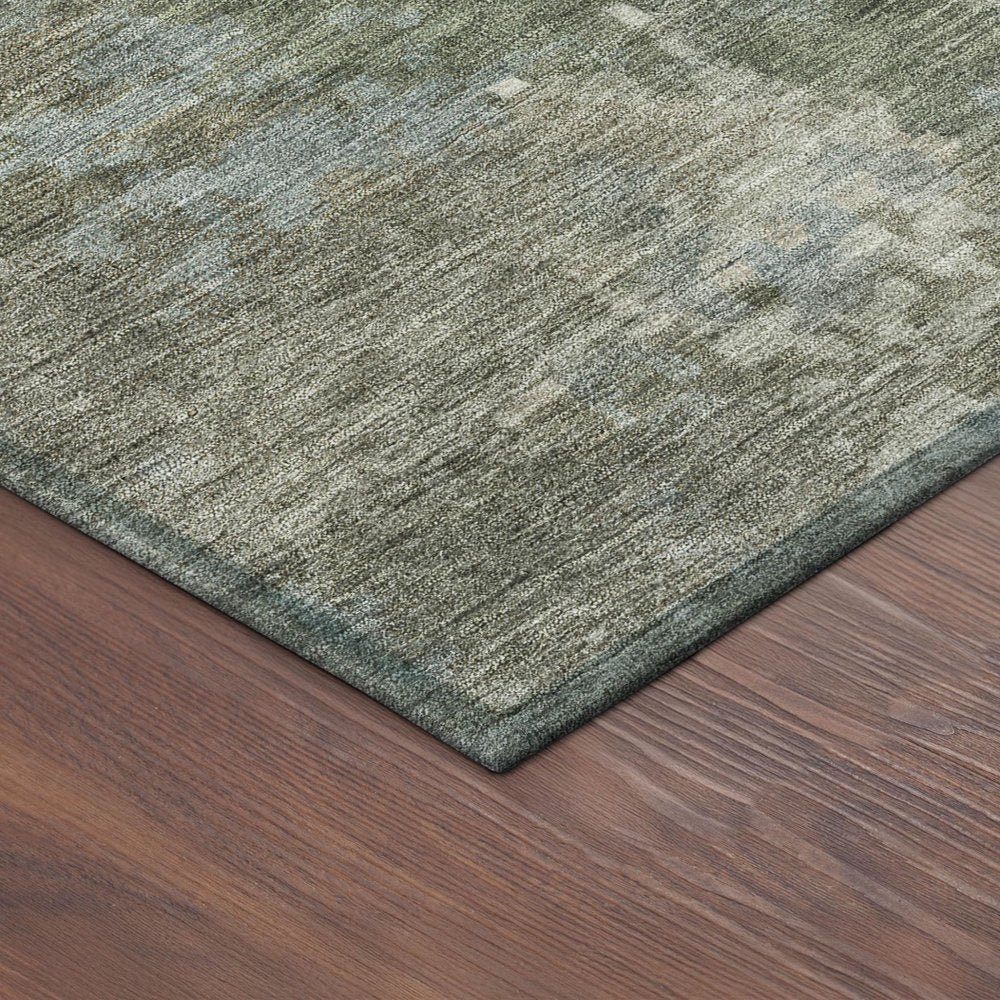 3' X 5' Fern Green And Beige Abstract Washable Indoor Outdoor Area Rug HomeRoots