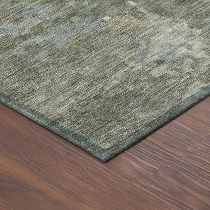8' Fern Green And Beige Round Abstract Washable Indoor Outdoor Area Rug HomeRoots