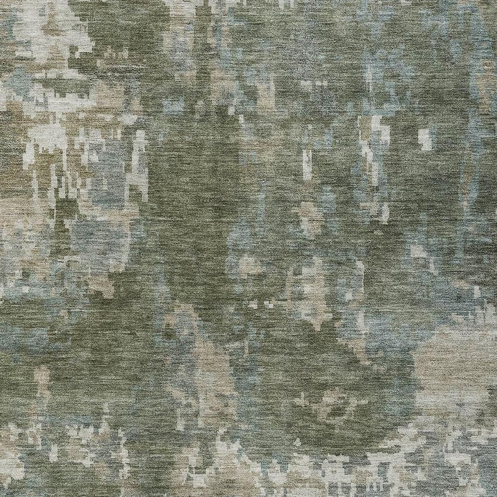 8' X 10' Fern Green And Beige Abstract Washable Indoor Outdoor Area Rug HomeRoots