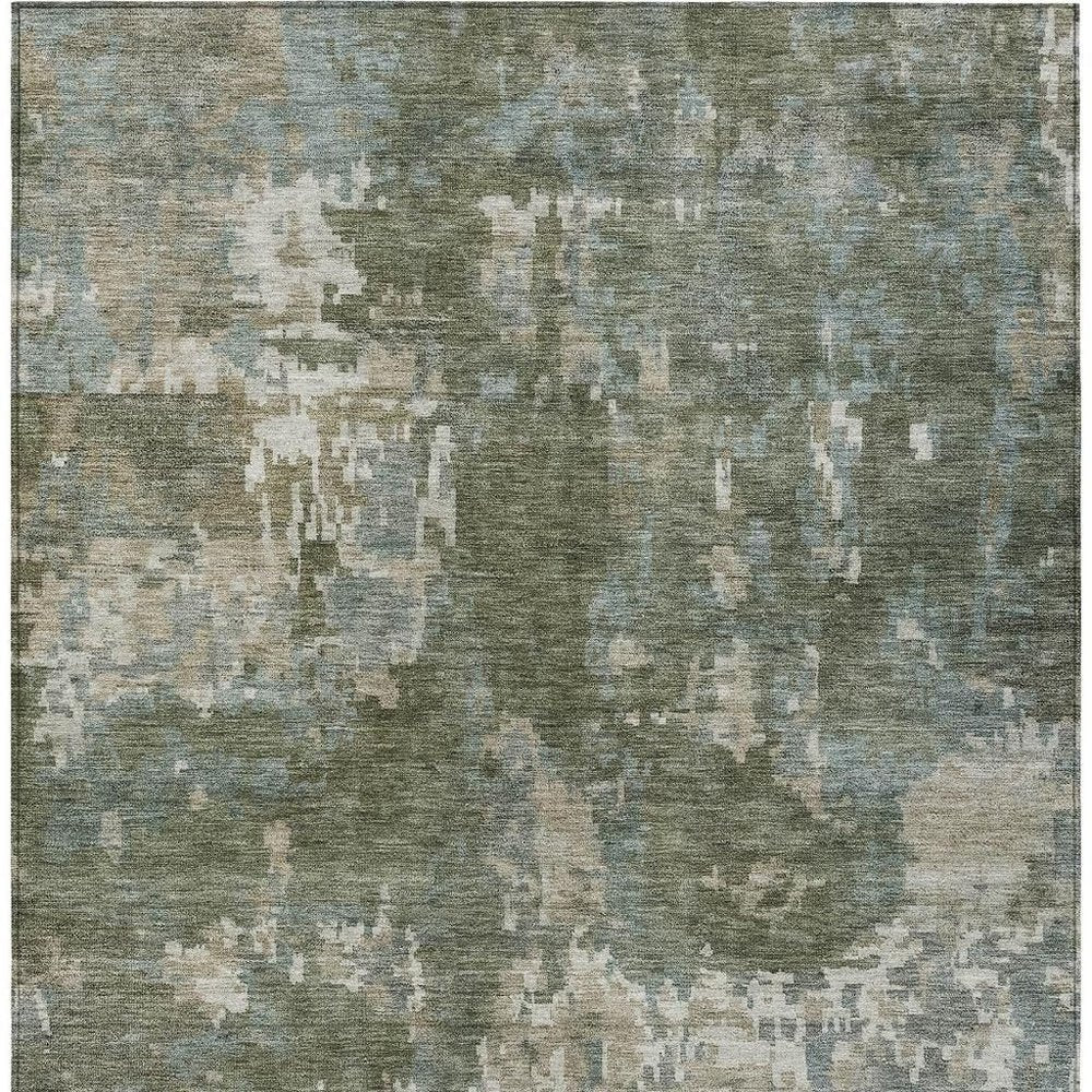 8' X 10' Fern Green And Beige Abstract Washable Indoor Outdoor Area Rug HomeRoots