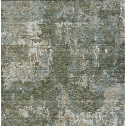 8' X 10' Fern Green And Beige Abstract Washable Indoor Outdoor Area Rug HomeRoots