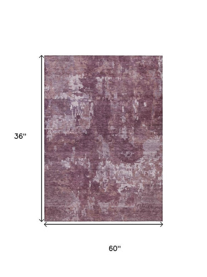 3' X 5' Merlot And Gray Abstract Washable Indoor Outdoor Area Rug HomeRoots
