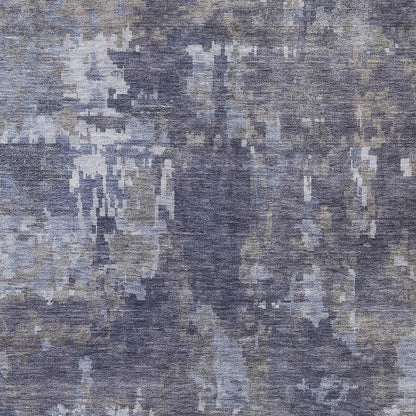 3' X 5' Plum And Ivory Abstract Washable Indoor Outdoor Area Rug