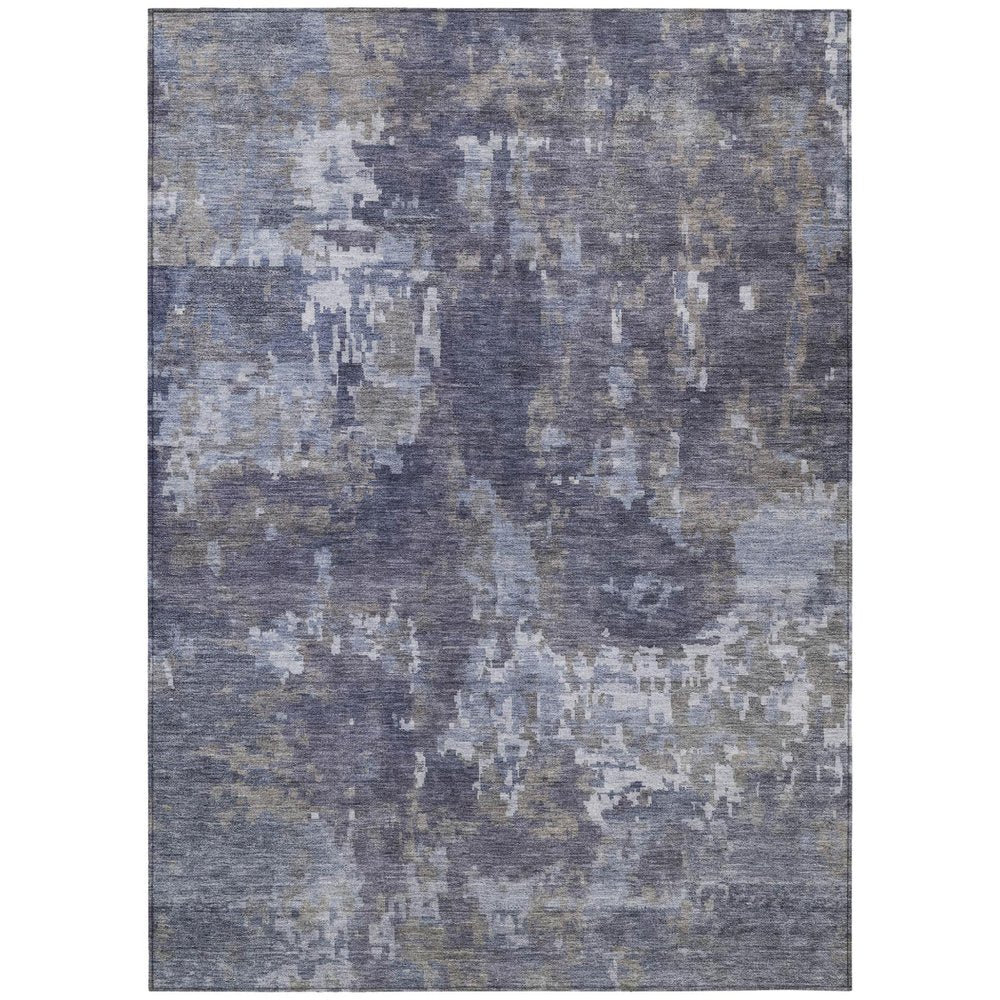 3' X 5' Plum And Ivory Abstract Washable Indoor Outdoor Area Rug — view 1