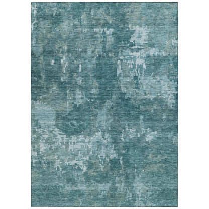 3' X 5' Teal Blue And Aqua Abstract Washable Indoor Outdoor Area Rug HomeRoots