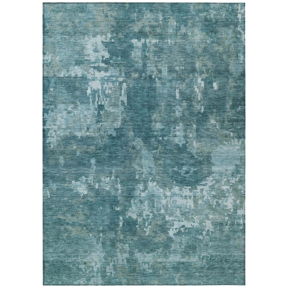 3' X 5' Teal Blue And Aqua Abstract Washable Indoor Outdoor Area Rug HomeRoots