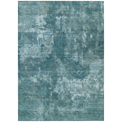 3' X 5' Teal Blue And Aqua Abstract Washable Indoor Outdoor Area Rug HomeRoots