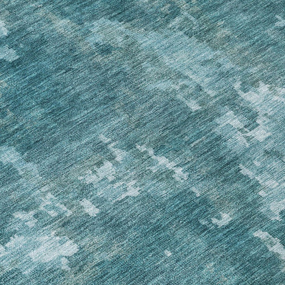 3' X 5' Teal Blue And Aqua Abstract Washable Indoor Outdoor Area Rug HomeRoots