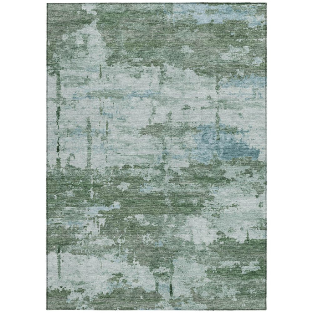 3' X 5' Artichoke Green And Ivory Abstract Washable Indoor Outdoor Area Rug HomeRoots