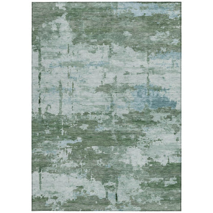 3' X 5' Artichoke Green And Ivory Abstract Washable Indoor Outdoor Area Rug HomeRoots