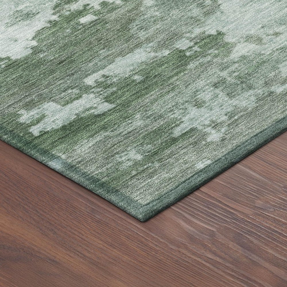 3' X 5' Artichoke Green And Ivory Abstract Washable Indoor Outdoor Area Rug — view 3