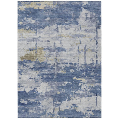 3' X 5' Navy Blue And Ivory Abstract Washable Indoor Outdoor Area Rug HomeRoots