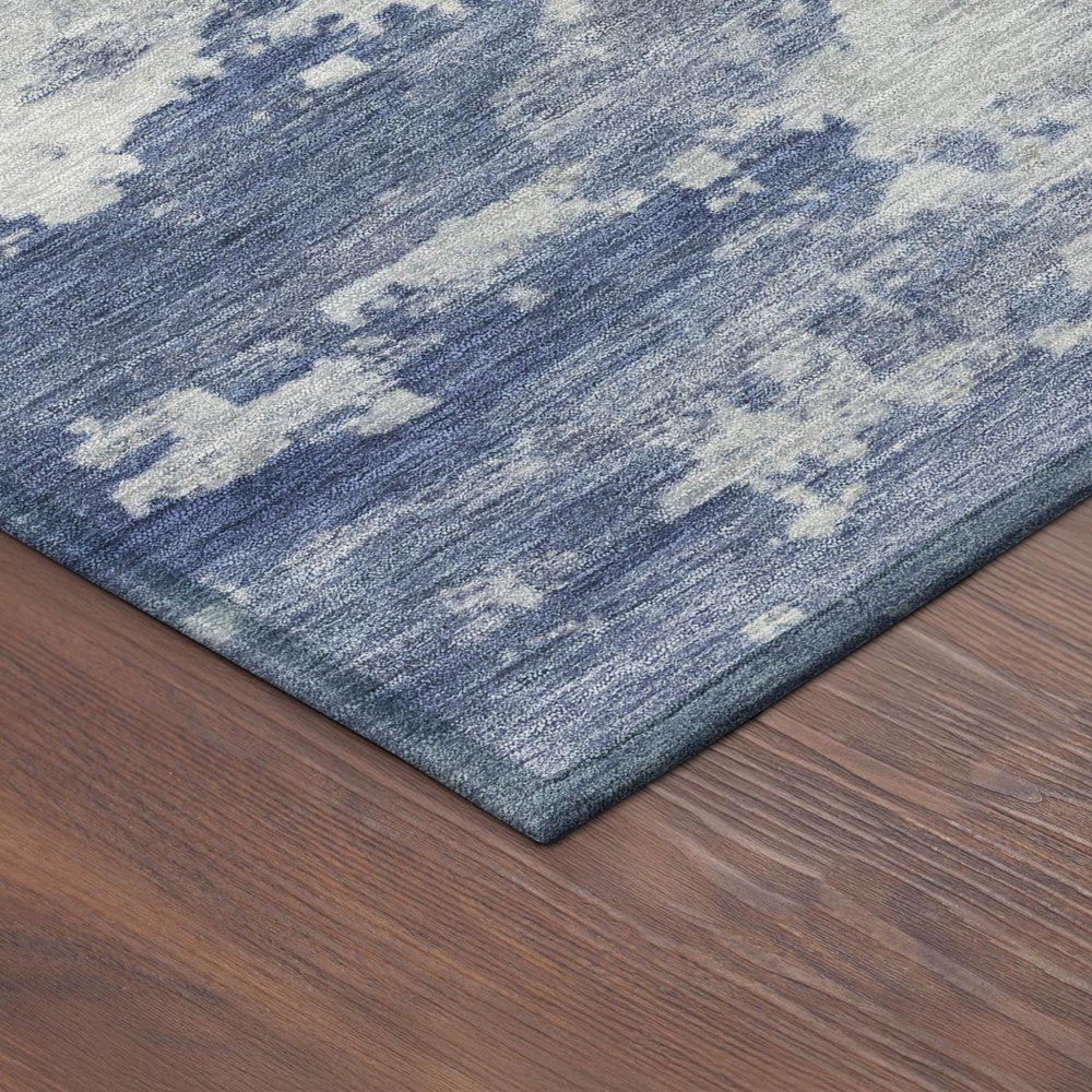 3' X 5' Navy Blue And Ivory Abstract Washable Indoor Outdoor Area Rug HomeRoots