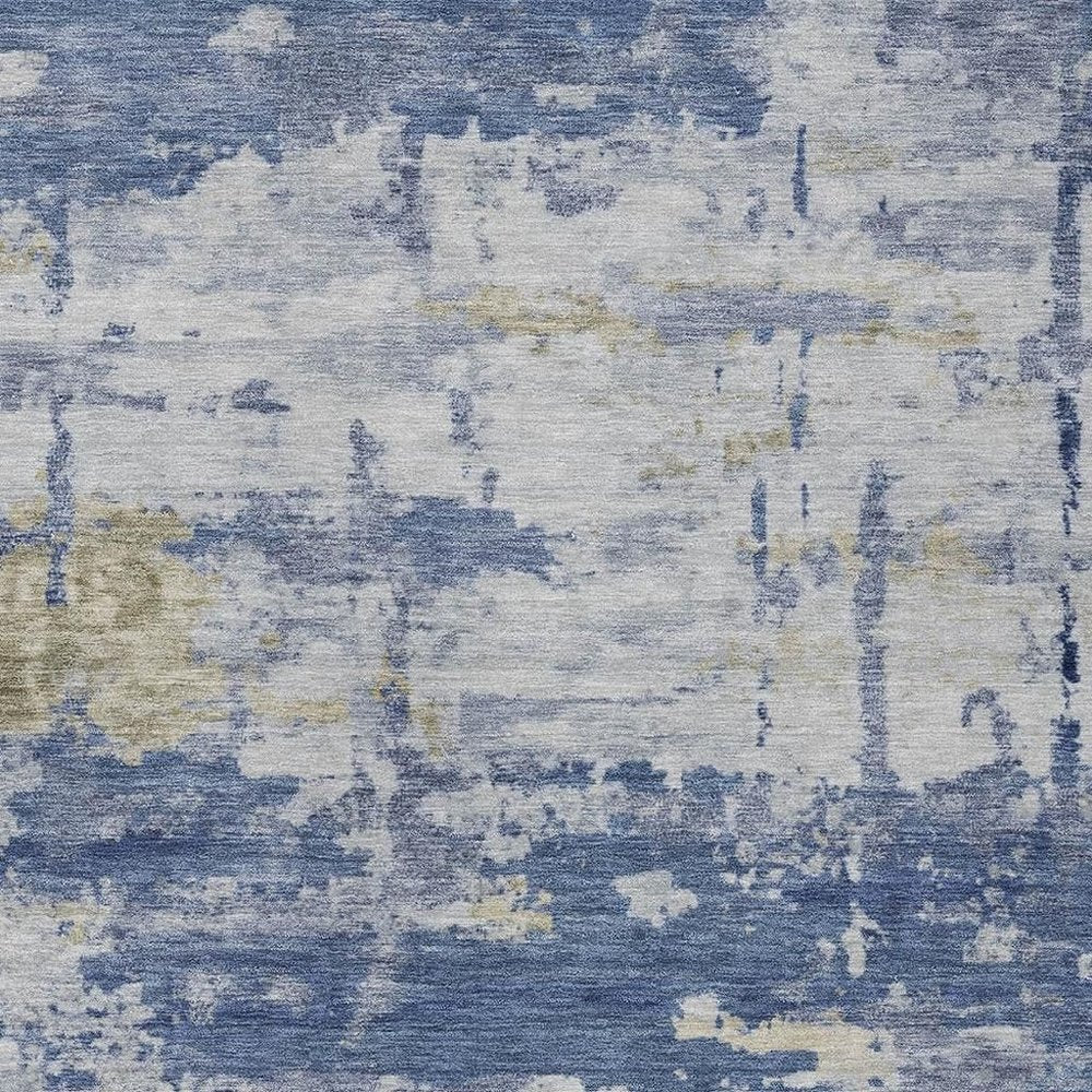 3' X 5' Navy Blue And Ivory Abstract Washable Indoor Outdoor Area Rug HomeRoots