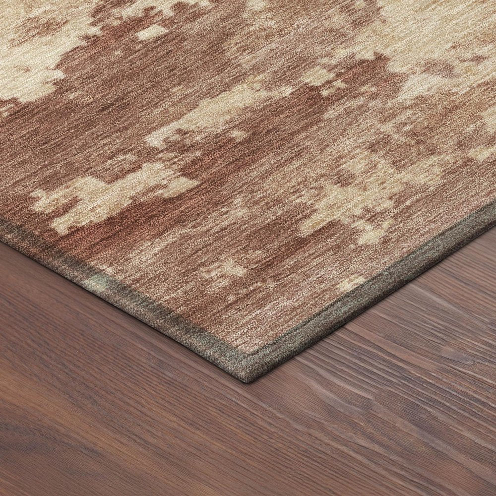 3' X 5' Rust And Beige Abstract Washable Indoor Outdoor Area Rug HomeRoots
