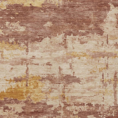 3' X 5' Rust And Beige Abstract Washable Indoor Outdoor Area Rug