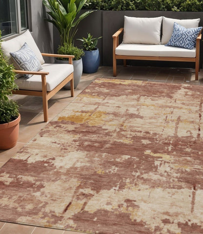 5' X 8' Rust And Beige Abstract Washable Indoor Outdoor Area Rug HomeRoots