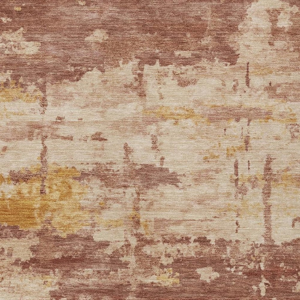 8' X 10' Rust And Beige Abstract Washable Indoor Outdoor Area Rug HomeRoots