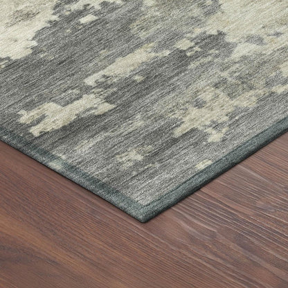 3' X 5' Pewter Ivory And Gold Abstract Washable Indoor Outdoor Area Rug HomeRoots