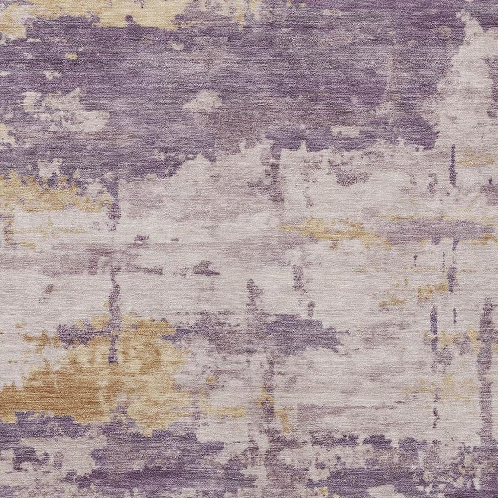 3' X 5' Plum Ivory And Gold Abstract Washable Indoor Outdoor Area Rug — view 6