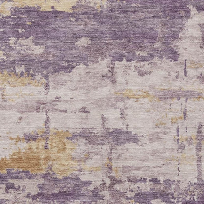 3' X 5' Plum Ivory And Gold Abstract Washable Indoor Outdoor Area Rug HomeRoots