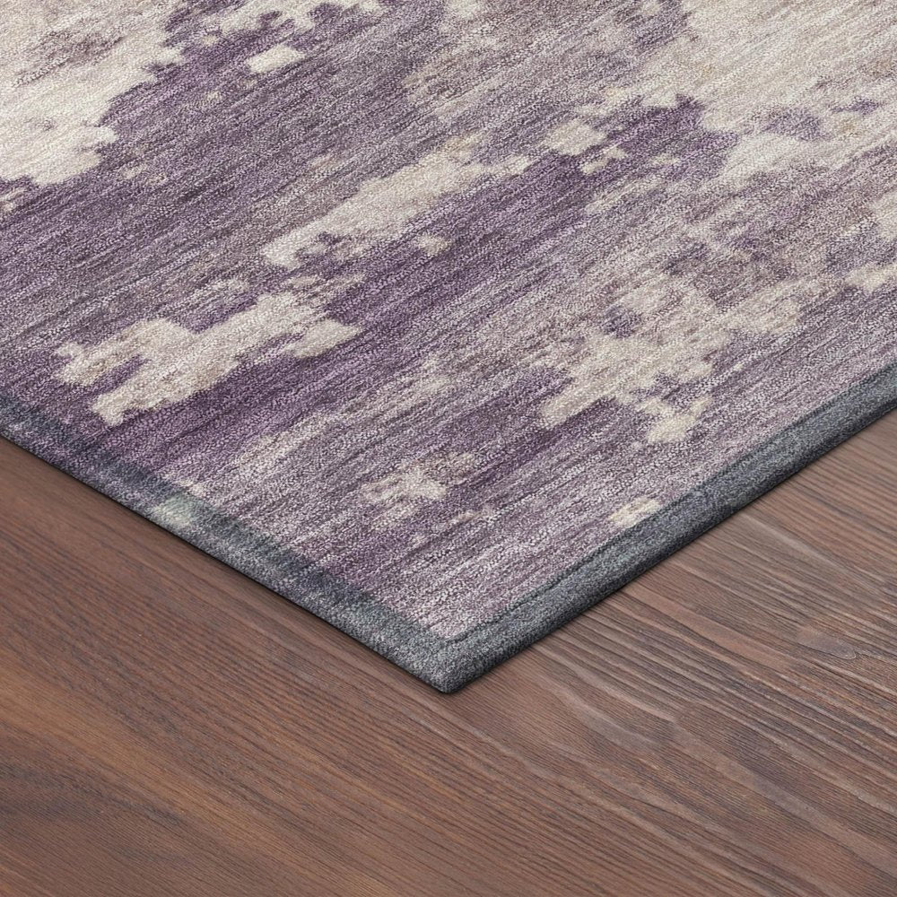 3' X 5' Plum Ivory And Gold Abstract Washable Indoor Outdoor Area Rug HomeRoots