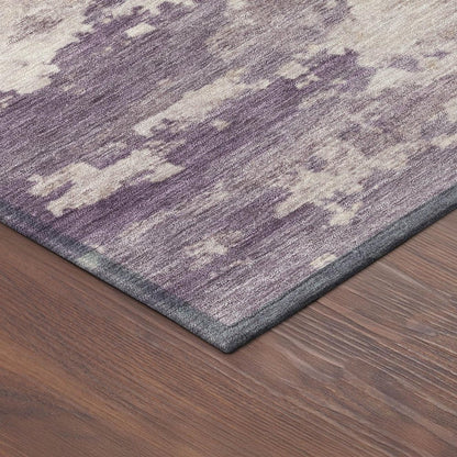 3' X 5' Plum Ivory And Gold Abstract Washable Indoor Outdoor Area Rug HomeRoots