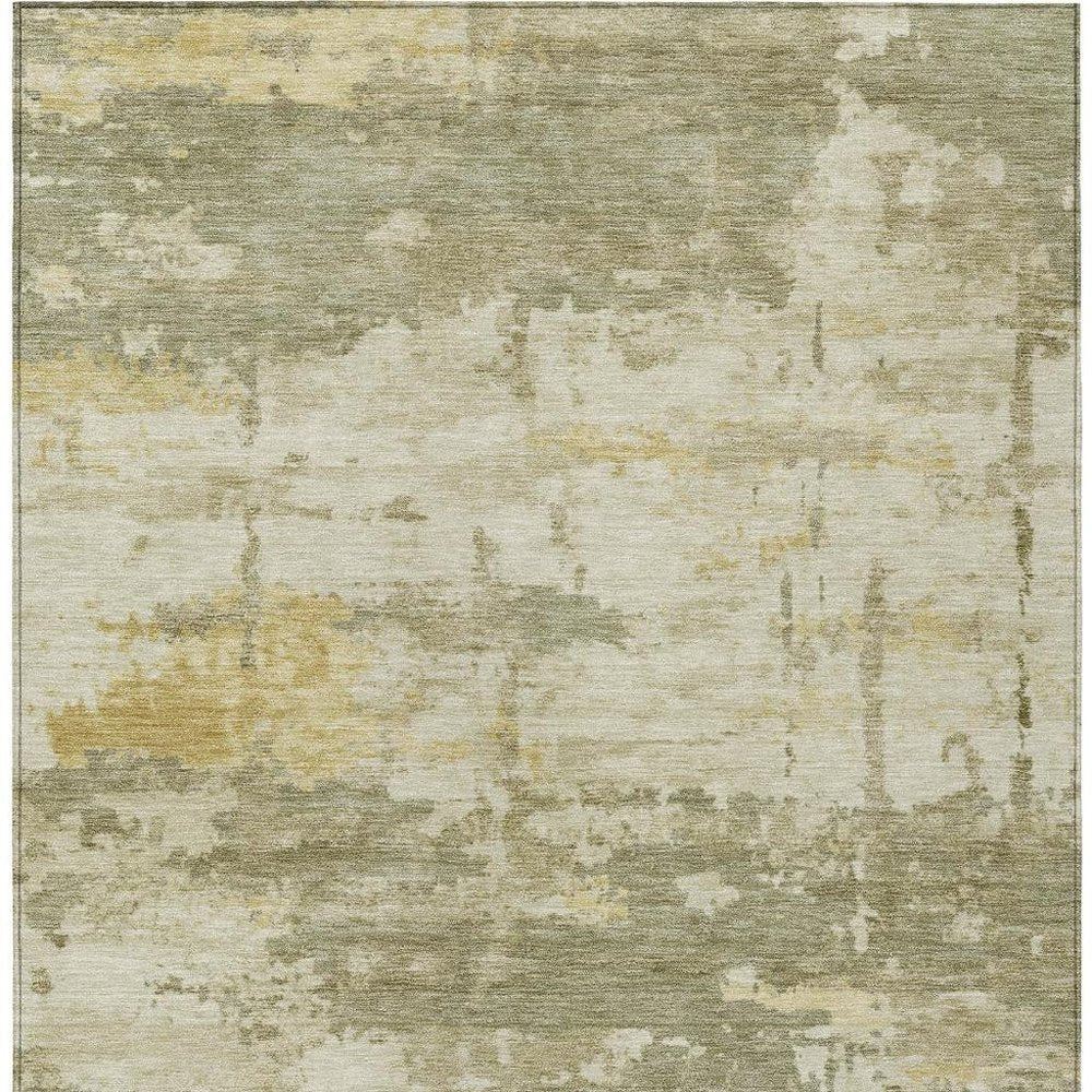 3' X 5' Sage Ivory And Gold Abstract Washable Indoor Outdoor Area Rug HomeRoots