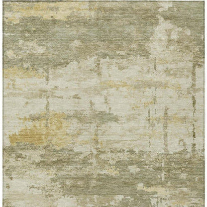 3' X 5' Sage Ivory And Gold Abstract Washable Indoor Outdoor Area Rug HomeRoots