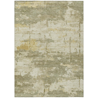 3' X 5' Sage Ivory And Gold Abstract Washable Indoor Outdoor Area Rug HomeRoots