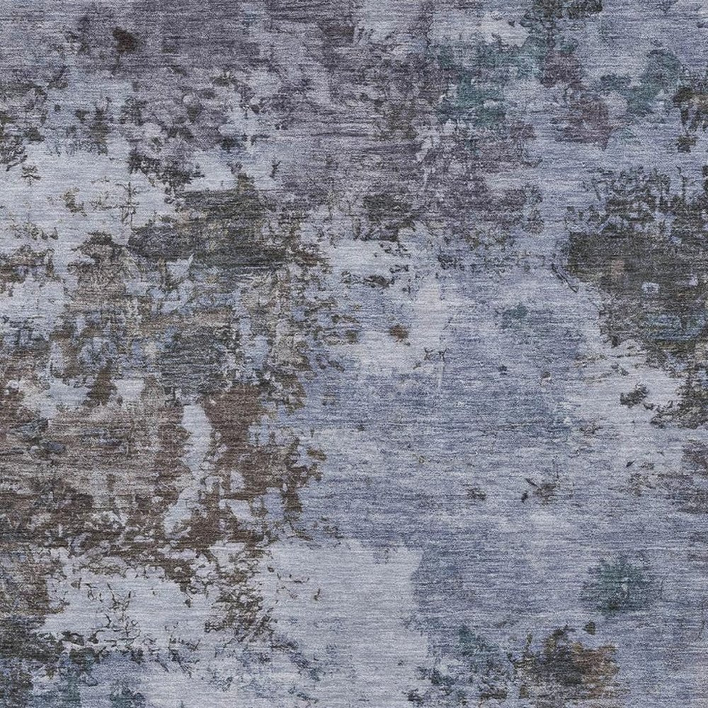 3' X 5' Blue And Gray Abstract Washable Indoor Outdoor Area Rug — view 5