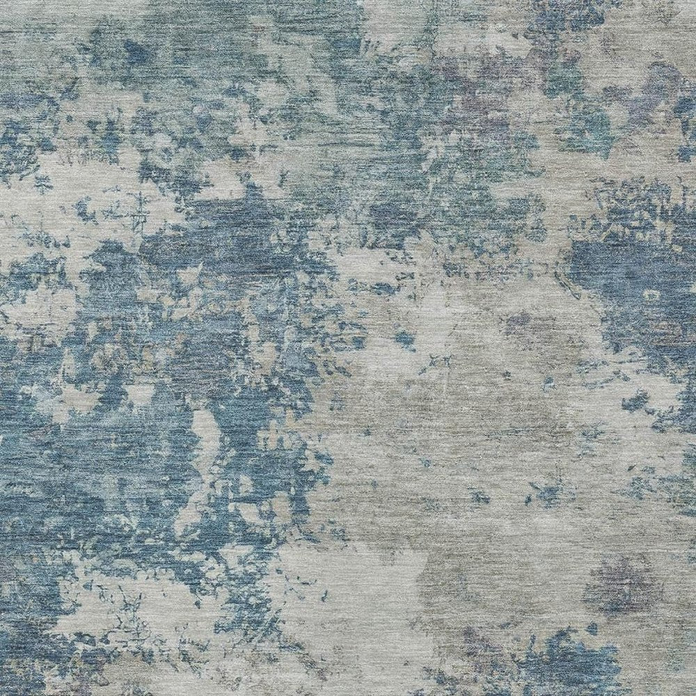 10' X 14' Denim Blue And Gray Abstract Washable Indoor Outdoor Area Rug HomeRoots