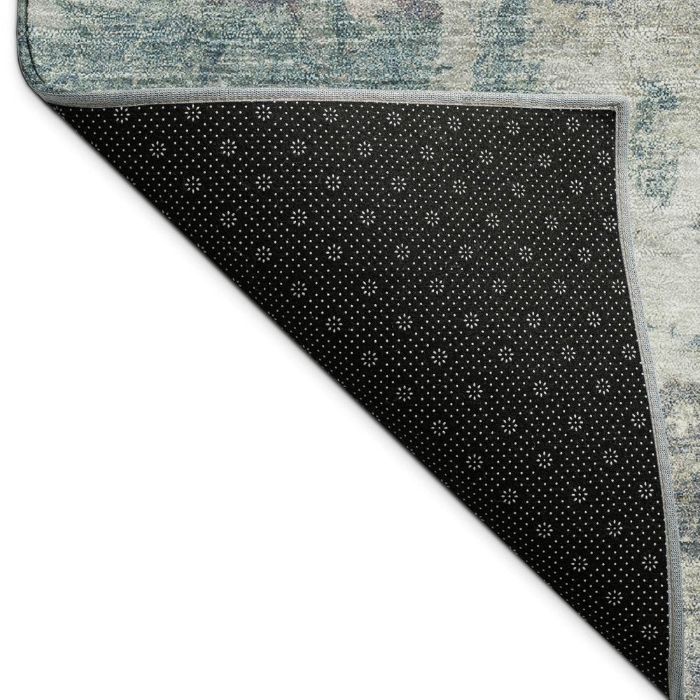 10' X 14' Denim Blue And Gray Abstract Washable Indoor Outdoor Area Rug — view 2