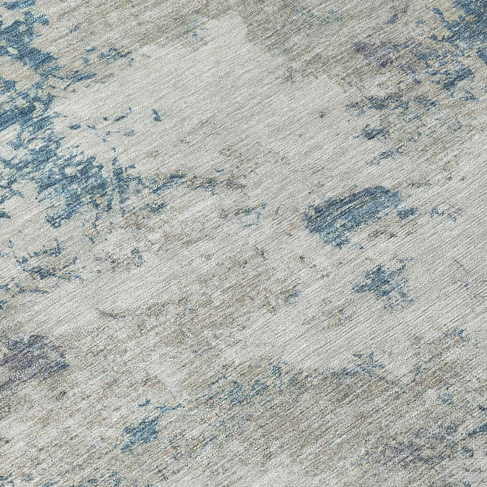 10' X 14' Denim Blue And Gray Abstract Washable Indoor Outdoor Area Rug — view 4