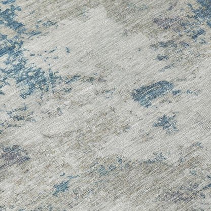 10' X 14' Denim Blue And Gray Abstract Washable Indoor Outdoor Area Rug HomeRoots