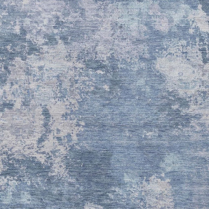 3' X 5' Blue And Ivory Abstract Washable Indoor Outdoor Area Rug
