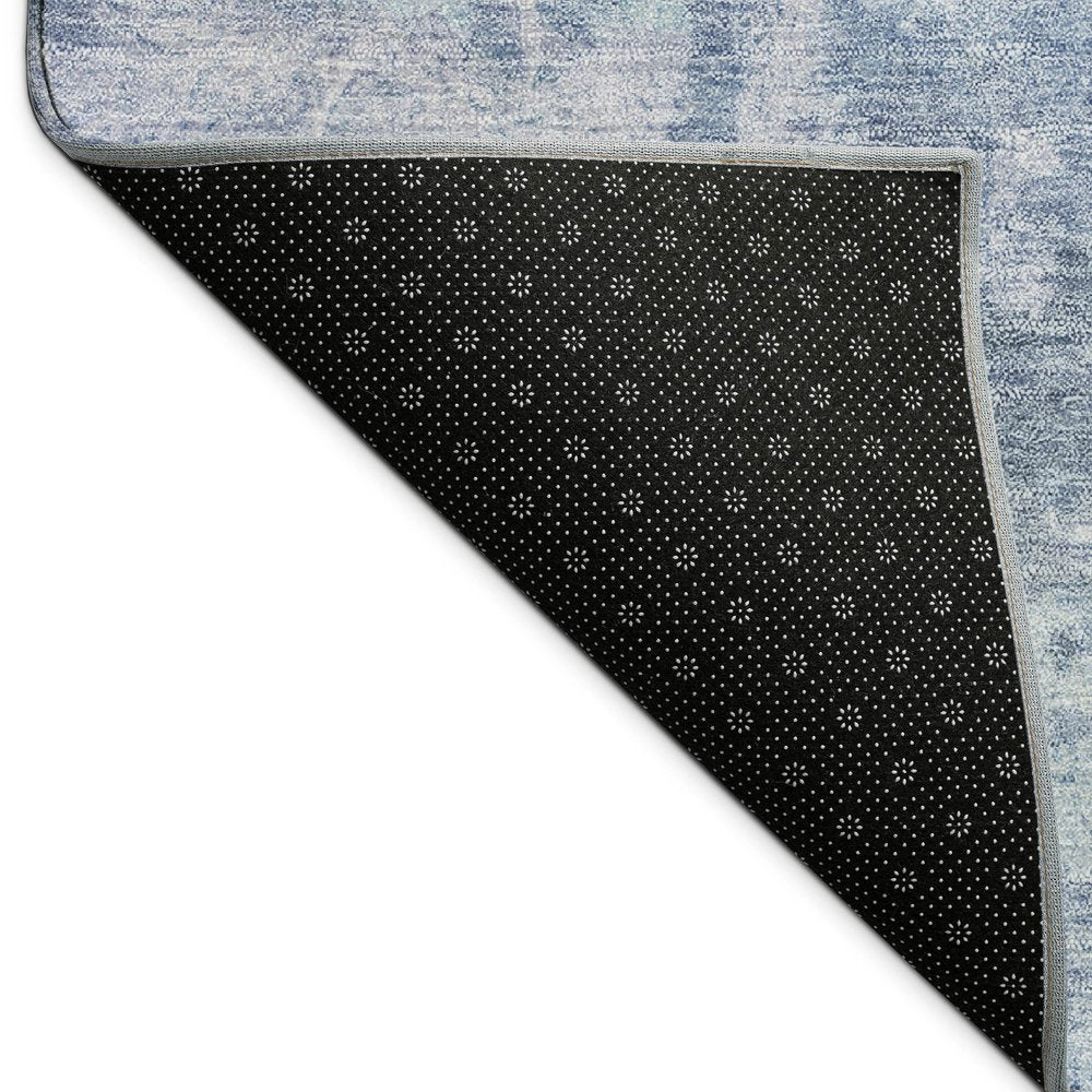 8' Blue And Ivory Round Abstract Washable Indoor Outdoor Area Rug HomeRoots