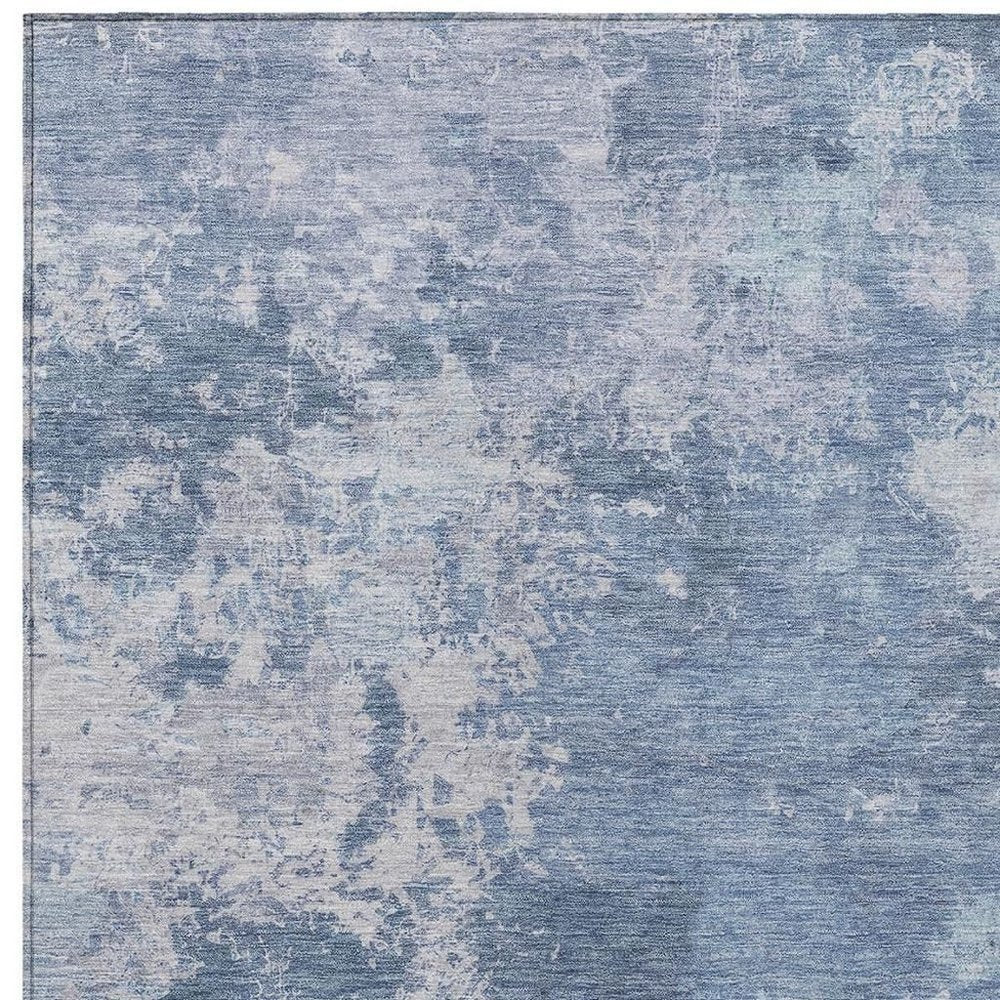 8' X 10' Blue And Ivory Abstract Washable Indoor Outdoor Area Rug HomeRoots