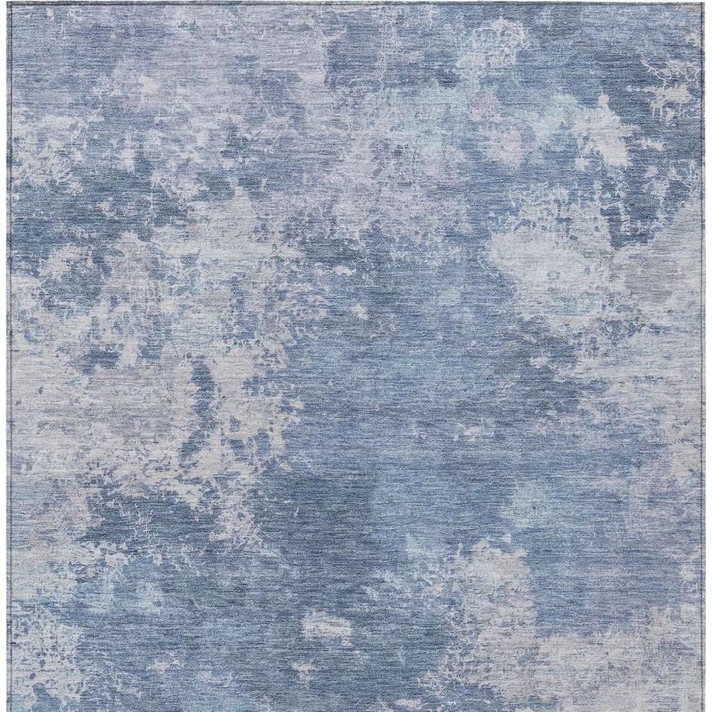 9' X 12' Blue And Ivory Abstract Washable Indoor Outdoor Area Rug HomeRoots