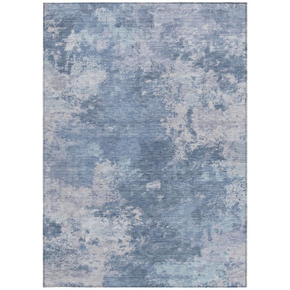 9' X 12' Blue And Ivory Abstract Washable Indoor Outdoor Area Rug HomeRoots