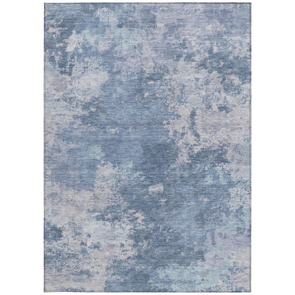 9' X 12' Blue And Ivory Abstract Washable Indoor Outdoor Area Rug HomeRoots