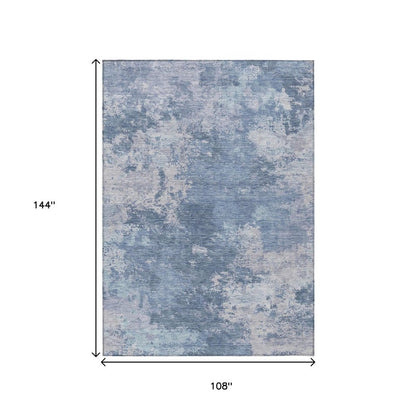 9' X 12' Blue And Ivory Abstract Washable Indoor Outdoor Area Rug HomeRoots