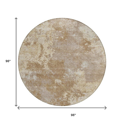 8' Brown And Beige Round Abstract Washable Indoor Outdoor Area Rug HomeRoots