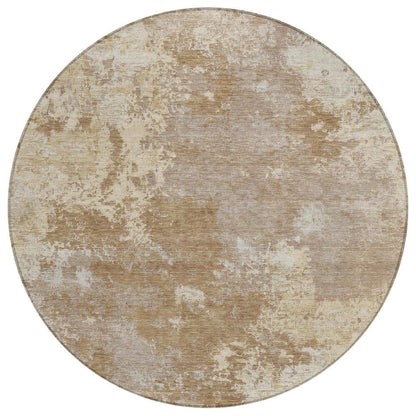8' Brown And Beige Round Abstract Washable Indoor Outdoor Area Rug HomeRoots