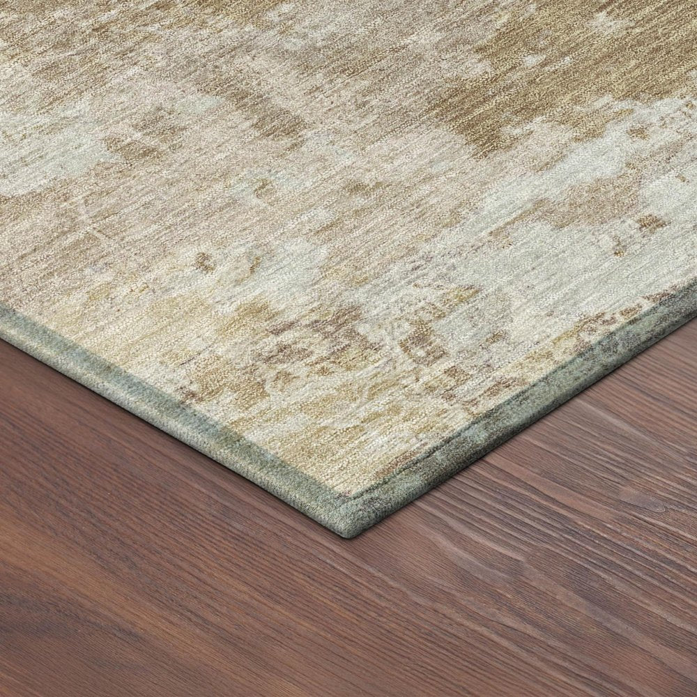 8' Brown And Beige Round Abstract Washable Indoor Outdoor Area Rug HomeRoots