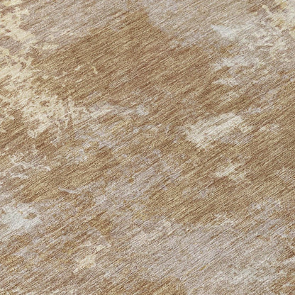 8' Brown And Beige Round Abstract Washable Indoor Outdoor Area Rug HomeRoots