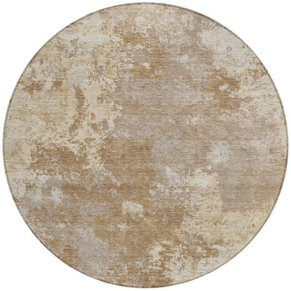 8' Brown And Beige Round Abstract Washable Indoor Outdoor Area Rug HomeRoots