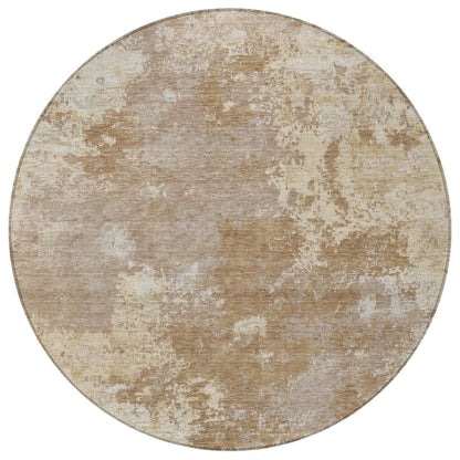 8' Brown And Beige Round Abstract Washable Indoor Outdoor Area Rug HomeRoots