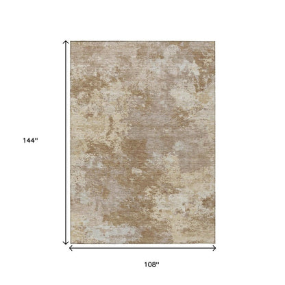 9' X 12' Brown And Beige Abstract Washable Indoor Outdoor Area Rug HomeRoots