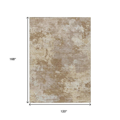 10' X 14' Brown And Beige Abstract Washable Indoor Outdoor Area Rug HomeRoots